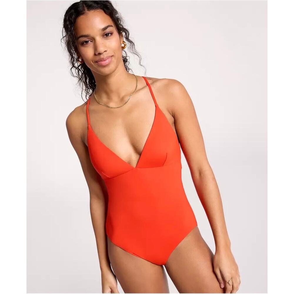 CALIA Triangle Strappy Back One Piece Swimsuit Red Size 10 NWT